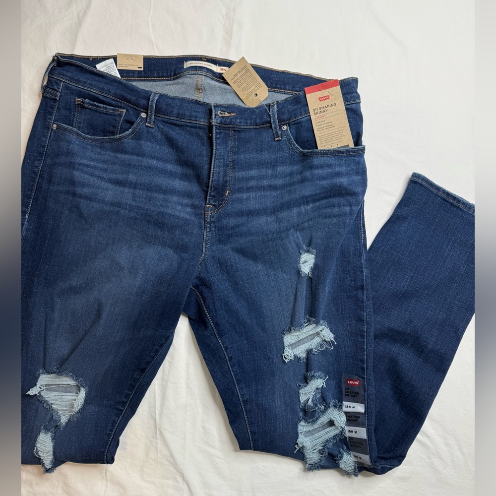 Levis 311 Shaping Blue Skinny Jeans Mid Rise Tummy Slimming - Size 18W A050625